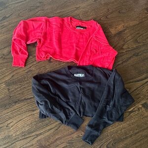 Katie J Kids Vibrant Red and Classic Black Sweatshirt Duo cropped sweatshirts